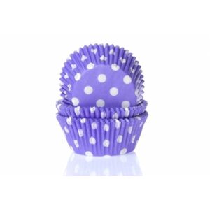 Papírový košíček na muffiny fialový puntíkovaný 50ks