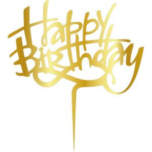 Cesil Zapichovací plastová dekorace zlatá Happy Birthday