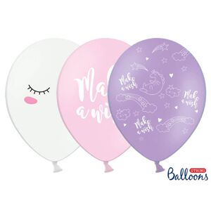 PartyDeco balónky bílé, růžové a fialové Unicorn mix (6 ks)