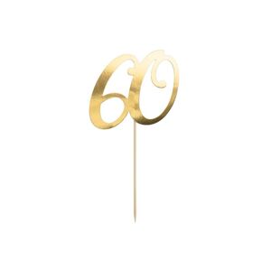 PartyDeco zapichovací dekorace na dort zlatá 60