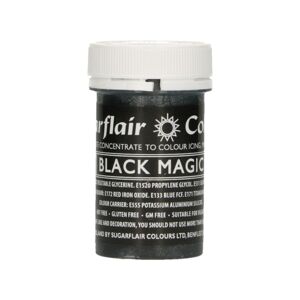 Sugarflair pastelová gelová barva - satin black magic - 25g